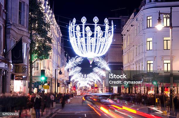 Christmas Shopping Bond Street Central London Stock Photo - Download Image Now - Blurred Motion, Brand Name, British Culture