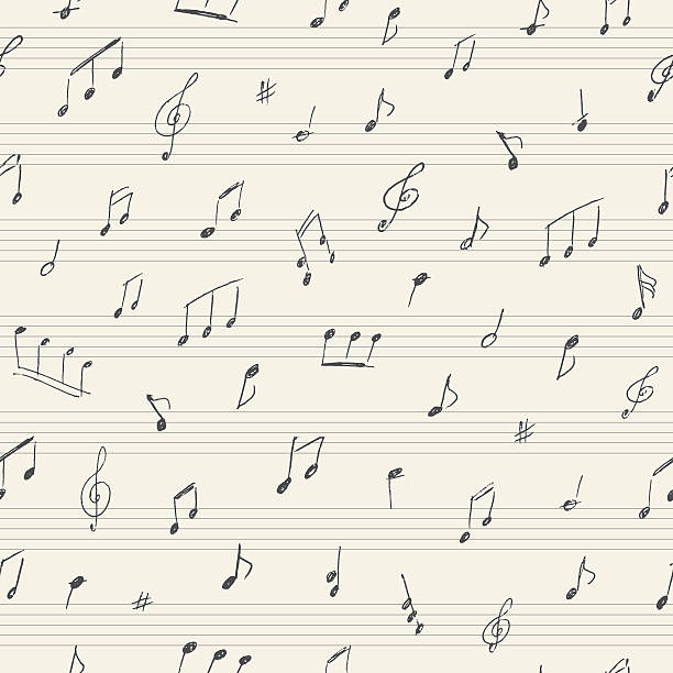 музыка бесшовный узор с музыкальные ноты от руки - sheet music music musical note pattern stock illustrations