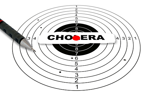 Shooting target with word cholera made in 2d software