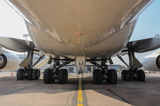 istock Jumbo jet, airplane wheel 529234941