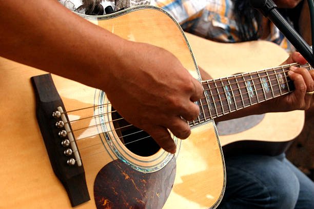 istock Two mean playing acoustic guitars 529235387