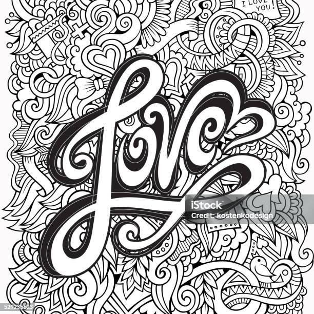 Love Hand Lettering And Doodles Elements Stock Illustration - Download Image Now - Love - Emotion, Art, Art And Craft