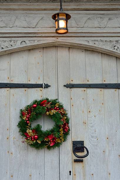 istock Christmas garland on door 529235727
