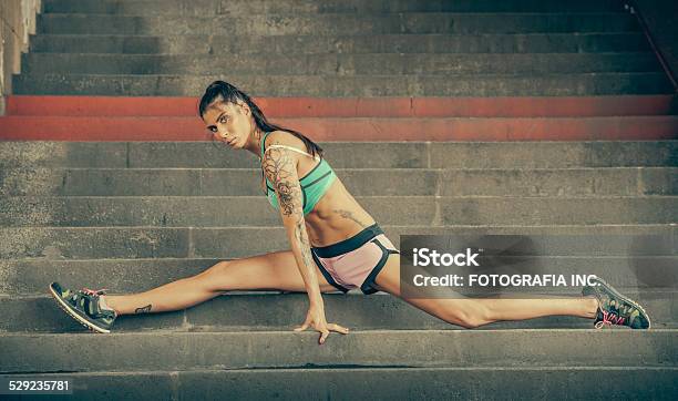 Urban Fitness Routine Stock Photo - Download Image Now - Underweight, Women, Exercising