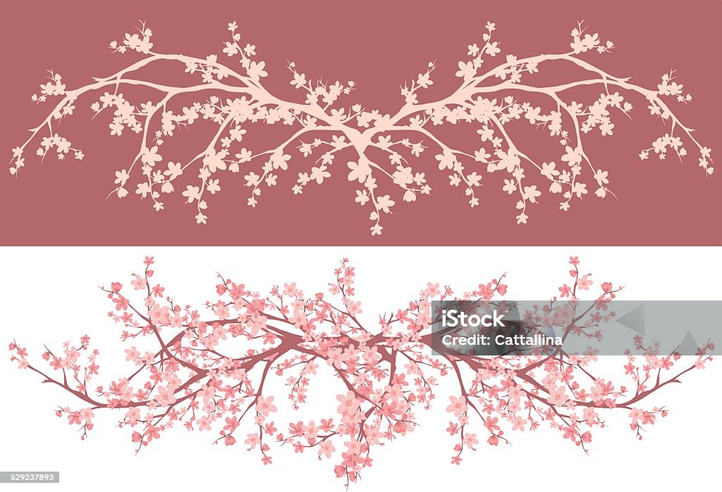 spring cherry tree decor spring season asian style cherry blossom - sakura branches decorative vector design Beauty In Nature stock vector