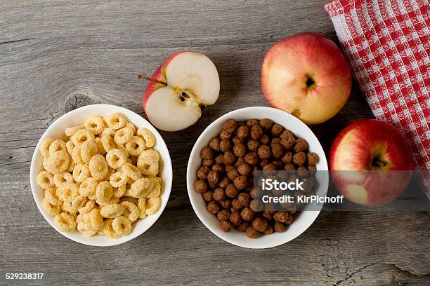 The Simple Food Composition With Apples And Corn Flacks Stock Photo - Download Image Now