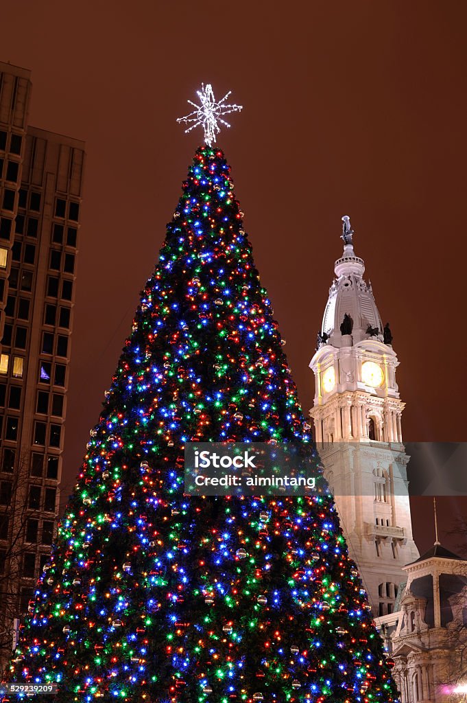 Christmas tree and City Hall in Philadelphia Christmas tree and City Hall in Philadelphia, Pennsylvania, USA Philadelphia - Pennsylvania Stock Photo