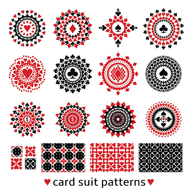 Premium set of card suit patterns. Premium card suit patterns in one set. Casino gambling illustrations for decor or background. casino patterns stock illustrations