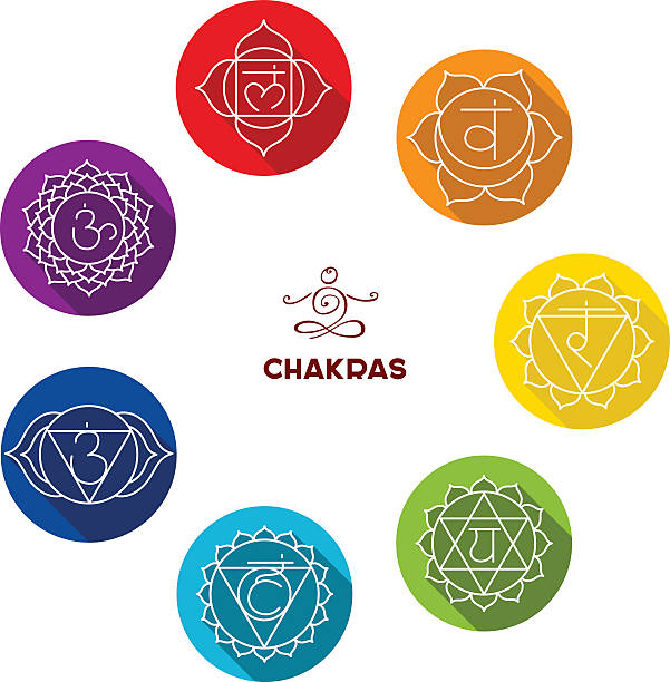 chakra farbe-set - vishuddha stock-grafiken, -clipart, -cartoons und -symbole
