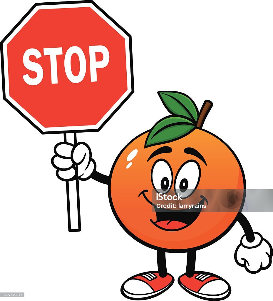 Orange with Stop Sign Cartoon stock vector