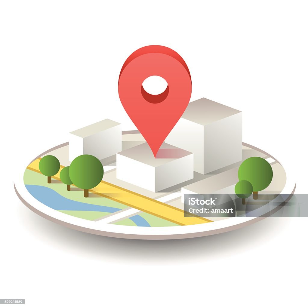 Map with a pin Map with a pin isolated on white Map stock vector