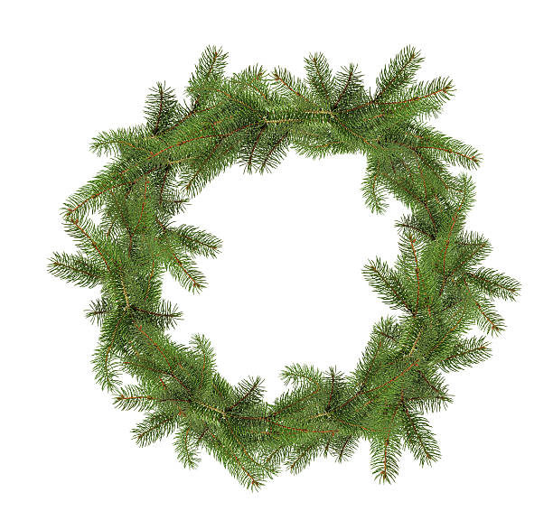istock Christmas tree wreath isolated on the white background 529249647