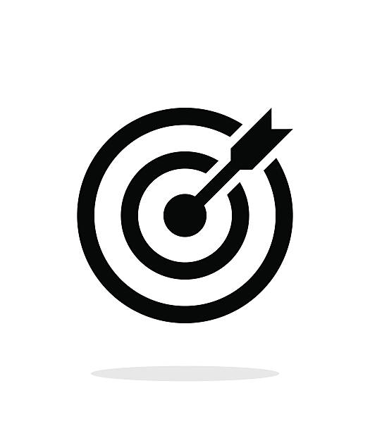 successful shoot. darts target aim icon on white background. - goals stock illustrations