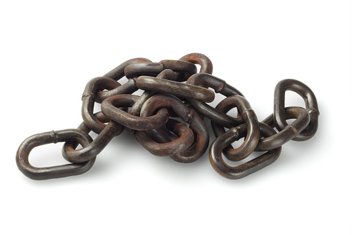 Metal Chain Lying On White Background