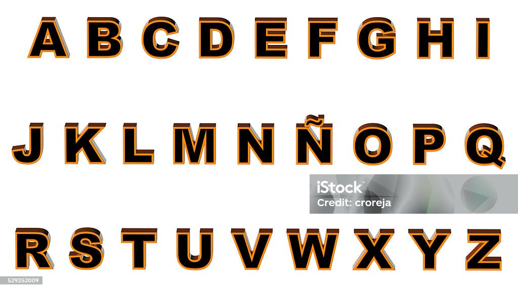 Alphabet orange and black uppercase alphabet 3d rendering with clipping path Letter R Stock Photo