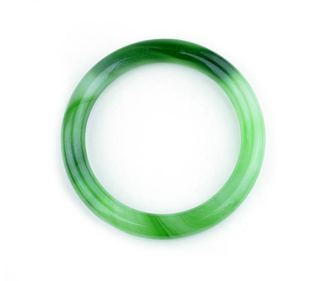 jade bracelet on white background stock photo