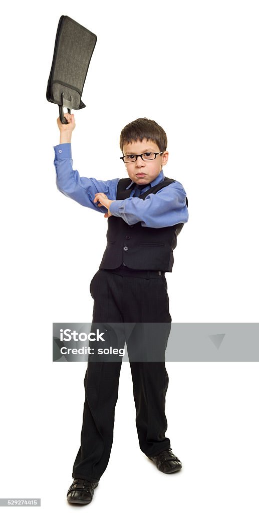 boy in suit with briefcase boy in suit with briefcase on white Black Color Stock Photo