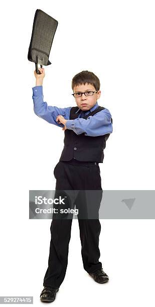 Boy In Suit With Briefcase Stock Photo - Download Image Now - Black Color, Businessman, Child