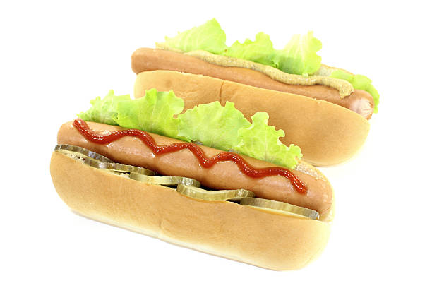istock Hot dog with pickle, mustard and ketchup 529274485