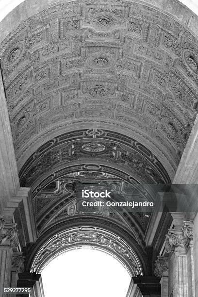 Beautiful Arc Vatican Vintage Black And White Stock Photo - Download Image Now - Arch - Architectural Feature, Architecture, Capital Cities