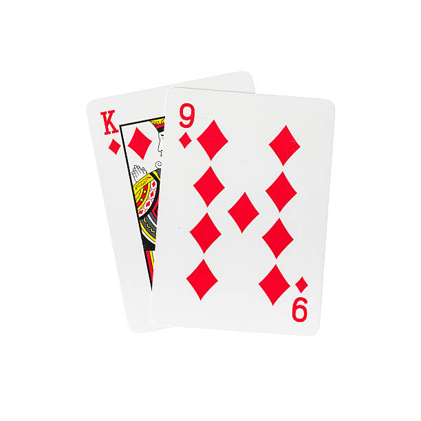 neun spielkarten mit king-size-bett und - number 9 king card cards letter k stock-fotos und bilder