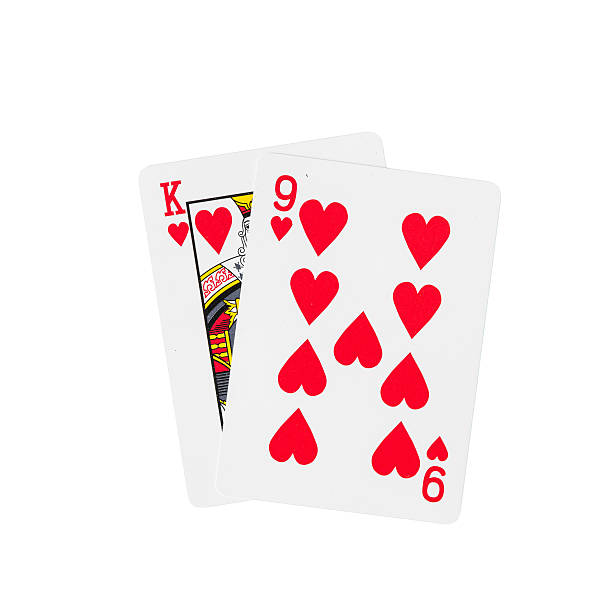neun spielkarten mit king-size-bett und - number 9 king card cards letter k stock-fotos und bilder