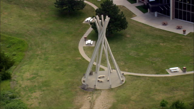 Wigwam in service area - Aerial View - South Dakota, Brule County, United States