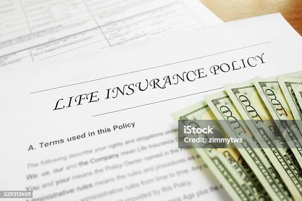 Life Insurance Stock Photo - Download Image Now - Life Insurance, Currency, Document