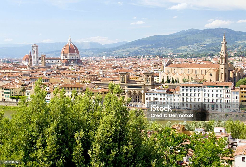 Florence city view Photo shows a general view onto the city with its roofs, houses and trees. Architecture Stock Photo