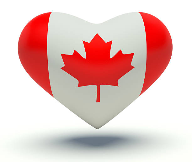 istock Heart with Canada flag colors. 3d render illustration. 529314913