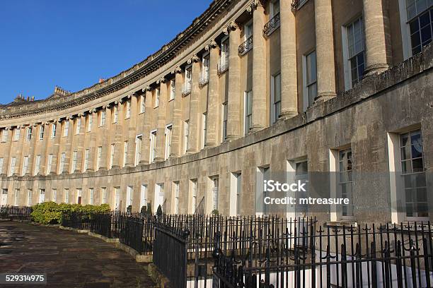 Historic Terraced Townhouses Georgian Architecture Bath Stone Royal Crescent England Stock Photo - Download Image Now