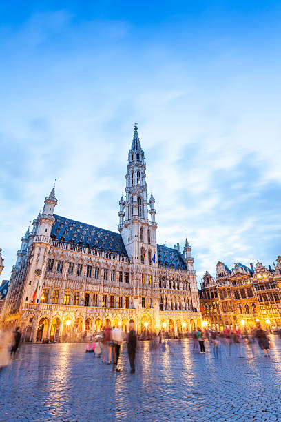 View of La Meuse et l'Escaut on Grand Place View of La Meuse et l'Escaut on Grand Place in Brussels, Belgium houses in brussels stock pictures, royalty-free photos & images