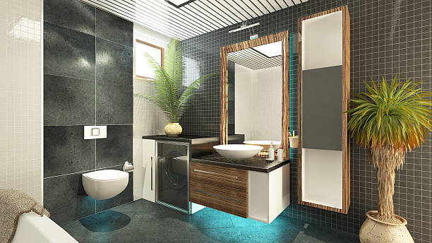 bathroom design bathroom 3d interior model render bathroom designer shower house stock pictures, royalty-free photos & images