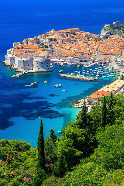 Dubrovnik, Croatia Panoramic view of the Old Town of Dubrovnik, Croatia croatia stock pictures, royalty-free photos & images