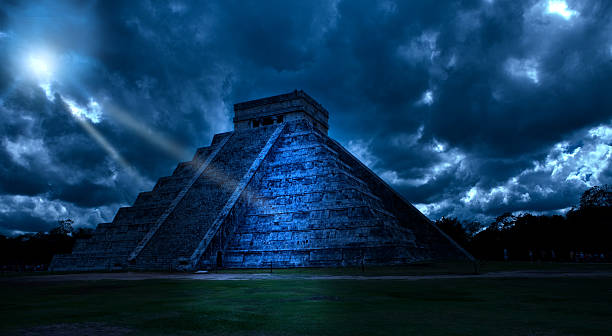 istock Mexico. Chichen Ittsa. Kukulkan's pyramid in a mystical moonlight 529326247
