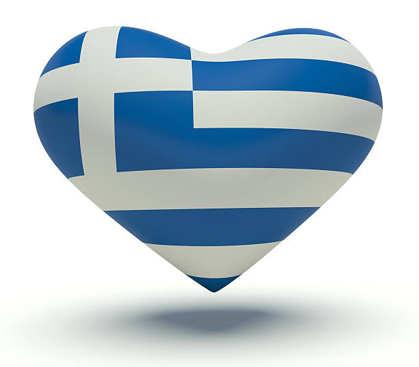 istock Heart with Greece flag colors. 3d render illustration. 529326353
