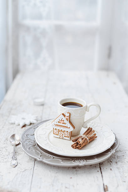 istock Merry Christmas composition with coffee and gingerbread sweets a 529327339