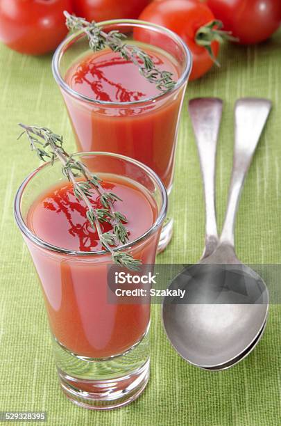 Tomato Soup In A Shot Glass Stock Photo - Download Image Now - Appetizer, Buffet, Close-up