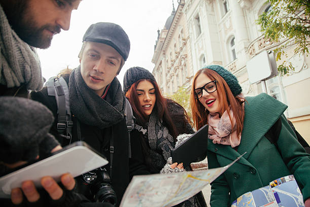 istock Group Of Tourists Sightseeing City 529329411