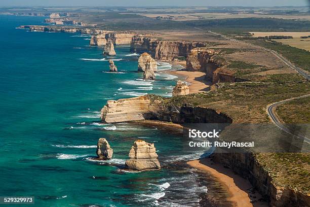 The Twelve Apostles And Great Ocean Road From The Air Stock Photo - Download Image Now