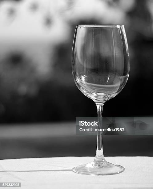 Empty Wine Glass In Grayscale Stock Photo - Download Image Now - Andalusia, Clean, Drinking Glass
