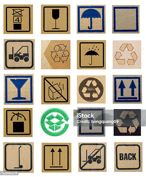 Carton Symbols Stock Photo - Download Image Now - Billboard Posting, Boarding, Box - Container