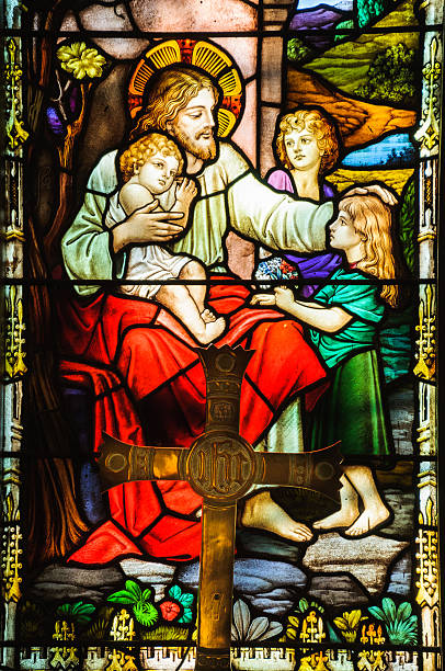 Stained glass window in a church.
