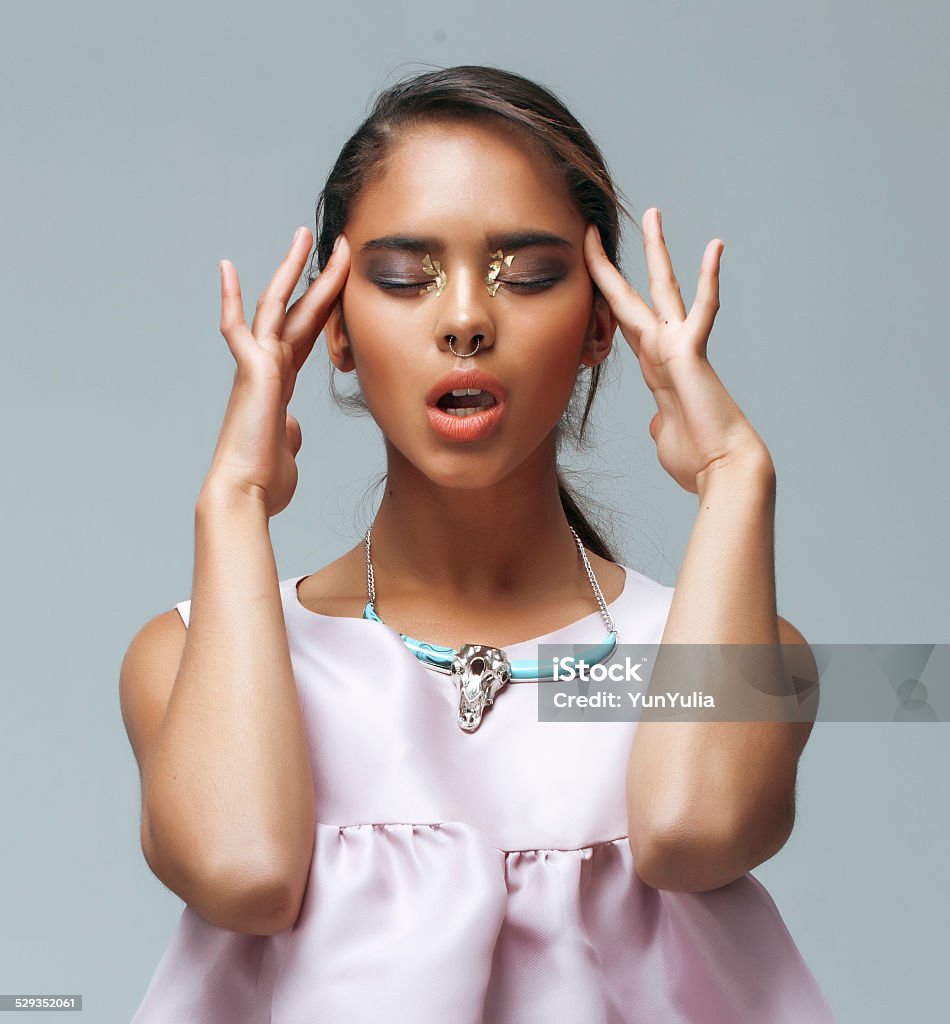 young beauty african american woman with fashion make up, emothional young beauty real african american woman with fashion make up, emothional face closeup Adult Stock Photo