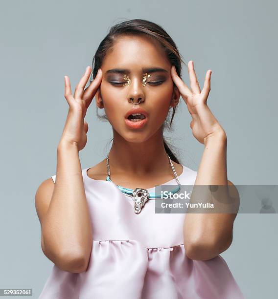 Young Beauty African American Woman With Fashion Make Up Emothional Stock Photo - Download Image Now