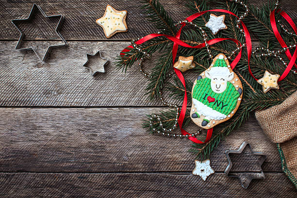 New Year 2015 cute sheep cookie and Xmas decoration