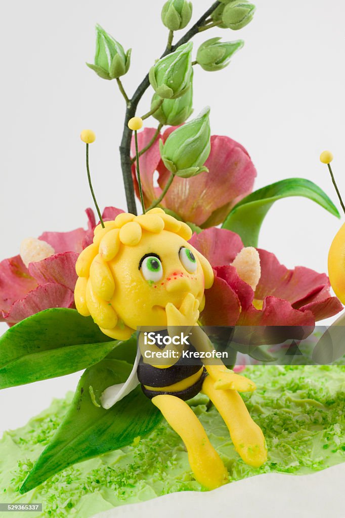 fairy cake beautiful cake with a fabulous bee and other decorations Anniversary Stock Photo