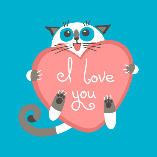 istock Cute cartoon ginger cat with heart and declaration of love. 529365845