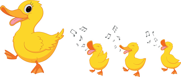 Vector Illustration of Happy Duck family cartoon 