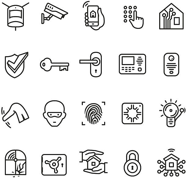 ilustrações, clipart, desenhos animados e ícones de casa inteligente ícone de sistema de segurança - safe vaulted door combination lock door